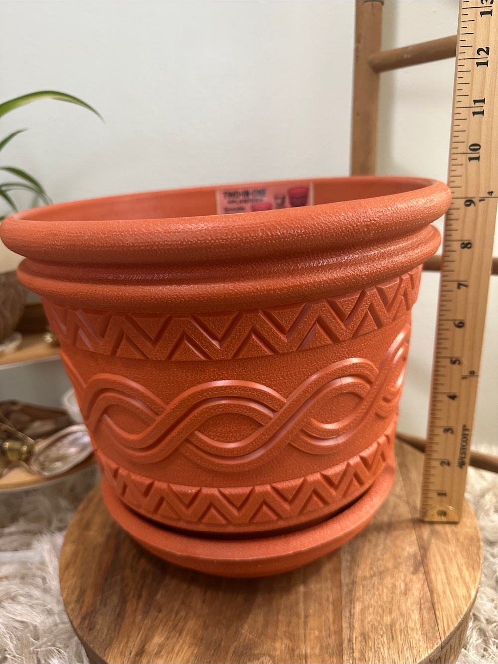 Vintage LAWNWARE TWO•IN•ONE Plastic Planter Reversible Saucer Terracotta Tone - Picture 7 of 17